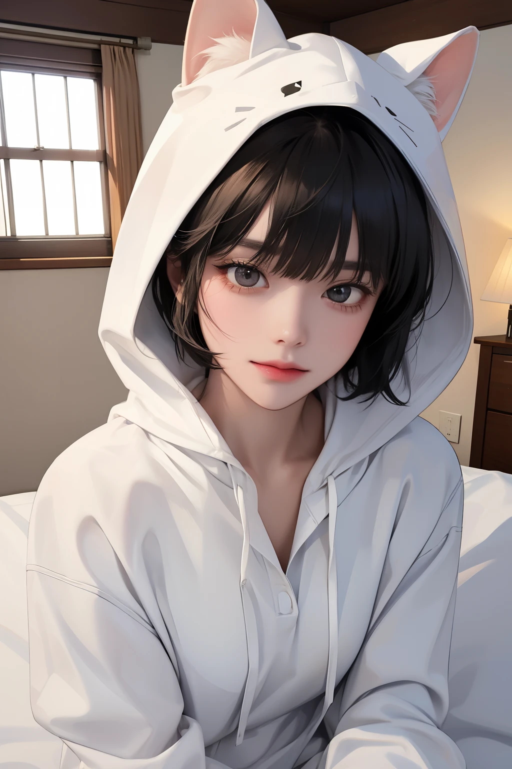 Winters、rhyme、Yuki、kou、Frozen World、a white world、one girls、１８years old、parfect anatomy、Correct human body、Layered Haircut、short wavy hair、Woman with cute face、Perfect good looks、Natural color poncho style hoodie、Silence、white walls、rhyme、a white world、Simplified background、natural soft light、raw、Photorealsitic、top-quality、Real Stick、hiquality、high-level image quality、Random Poses