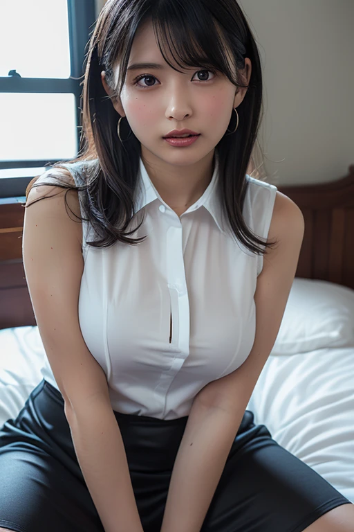 beautiful triani nur anissa, indonesian student, sit on couch, spreading legs, fucked standing missionary in crowded classroom, man penis inserting her tight vagina, man hands holding her waist, standing sex, at crowded classroom, above view, bottomless, unbuttoned white shirt, curvy_figure, cleavage, round breast, pale skin, straight hair, real detailed, realistic, hd