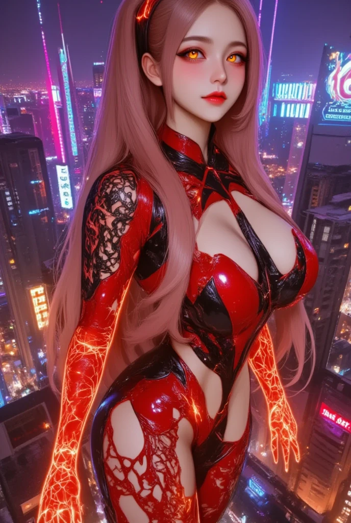 Frontline fleet of charming mechanized warriors in red，with navy hat，within 5 hours/A striking and captivating gesture in main composition 4。This masterpiece is inspired by the cyberpunk aesthetic of Obeisance，Every detail demonstrates high quality，big breasts，Put on sexy red clothes，，Including the intricate patterns on her armor，and the true and beautiful light that illuminates her form against the black background。 cyborg, (mechanical limbs），The close-up of the facial mask shows her delicacy，expressive eyes，Her full details extend to black stockings and reality，Peep details from under the skirt。This one《girls frontline》CG has become a hot topic about meat cutting，Stunning 8K is sure to impress