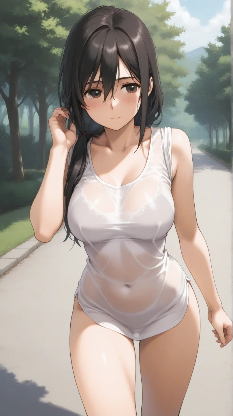1girl, solo, (((full body))), masterpiece, (high detail:1 1), Rough face, Natural skin, high quality, NSFW, Hinata Hyunga,(French braid hair), (((long wavy hair))), long short detailed hair, white eyes,(arm behind head:1.5),( smile:1.2),Face blush,Sexy figure, perfect bodies, beautiful eyes, (Detailed face and eyes), (face: 1 2), voices, Extra, real photo, ... ... ........... PSD, sharp focus, contrast lighting, Delicate skin, High definition 8K, incredible details, realistic, professional photo shooting, 8K UHD, SLR camera, soft lighting , high high quality, film grain, Fujifilm XT3, magic, particle FX, (((tight body suit))), ((tight black pants)), in the forest, dark forest, horror forest, cherry blossom petals, looking at viewer, (((Show cameltoe))), (((black boots))), (snow), (gloves)