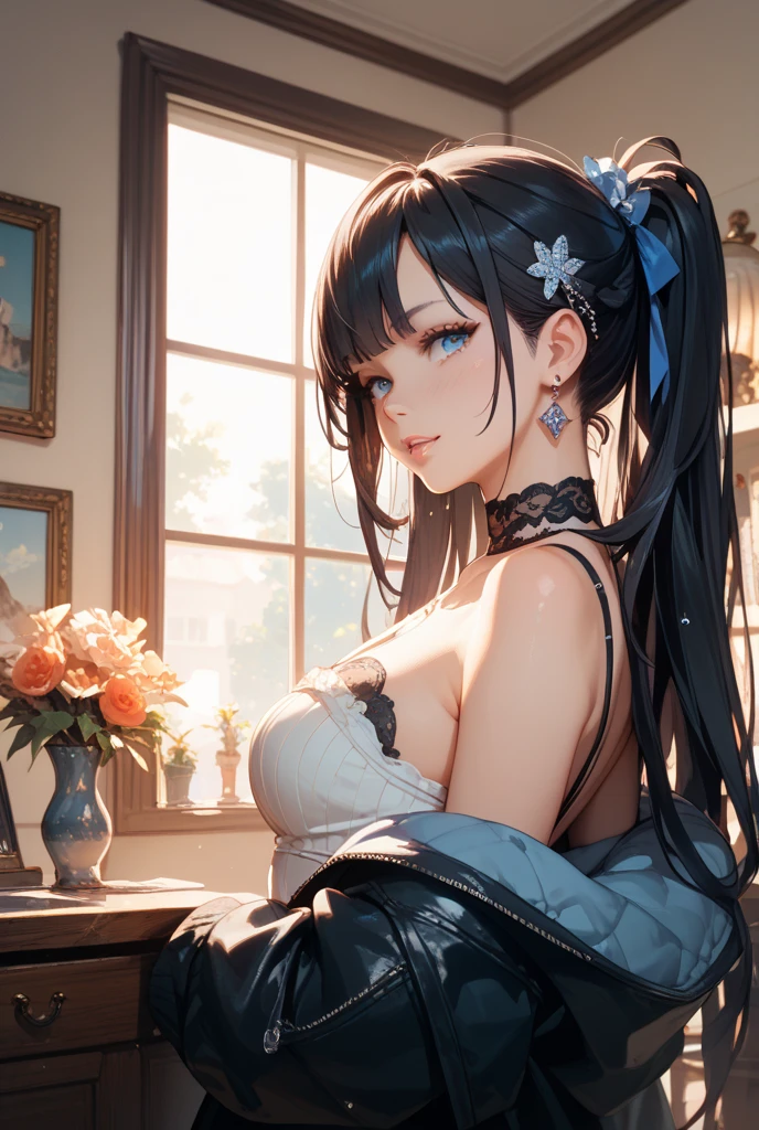 masterpiece, top quality, super detailed, high resolution, (ink painting style), excellent anatomy, beautiful 1 woman, (RAW photos), figure, upper body, dynamic angle, messy length hair, very detailed CG unity 8k wallpaper, wonderful, cinema lighting, lens flare, anime style, best light, best shadow, mysterious, perfect face, highly detailed,