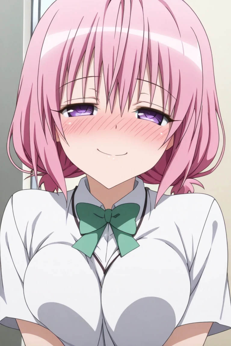 score_9, score_8_up, score_7_up, source_anime, best quality, masterpiece, rating_explicit, uncensored, anime screencap, megami magazine, POV, ugly man, paizuri, motion lines, BREAK, 10S, upper body, skhibari, hibari, short hair, bow, twintails, pink hair, hair bow, symbol-shaped pupils, short twintails, blue eyes, smile, huge breasts, bow, , necktie, bedroom, closed eyes, blush, open mouth, sweat
