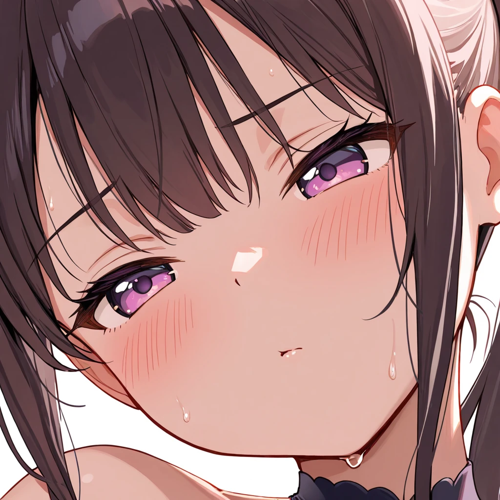 (masterpiece:1.2),(anime)、1 cute girl、((Full nudity))、Blonde、Long Hair、Half Up Hair、smile、Large Breasts、Bring your heart closer、((Open your mouth and stick out your tongue、Drooling))、Heart in the eye、Hearts float、Sweat