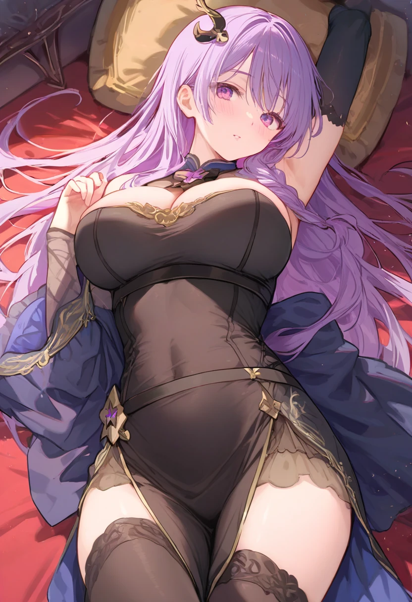 (full body),masterpiece，Highest quality, ((Browsing Caution，Having sex on the bed，Spread your legs，(Face turned upside down)，Masturbation，Masturbation，room)),Beautiful and exquisite body,Horn, tiara, Veil,(A body-hugging enamel bodysuit，Rubber Suit， Black bodysuit, Scapula, Long sleeve, Cleavage cutout, Black gloves, Black overskirt, Black trousers)，Show me your boots，leotard，elegant, 1 Girl, cute, Blushed, Beautiful Eyes, Beautiful background, Dramatic lighting, outside, Shiny, Realistic,  Highest quality, Very detailed, Get used to it, scenery, Beautiful and exquisite, Thin Hair，