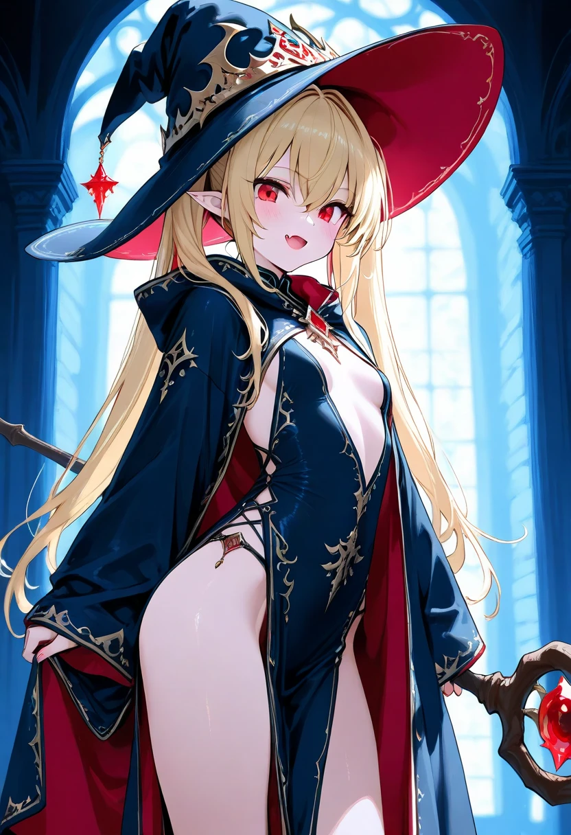 (masterpiece, top quality, best quality), pixel,pixel art,1girl,full body, blonde, long golden hair in the wind, green eyes, witch outfit, holding an orb, holding a staff, exposed belly, small chest