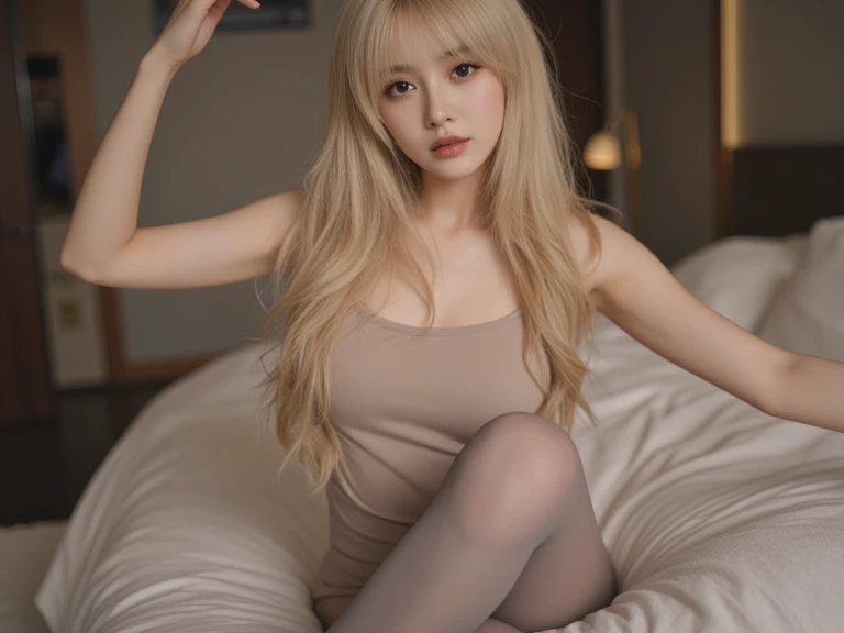 (high details:1.4)、(surrealism:1.4)、(soft lighting:1.05)、32,000、1 woman、realistic lighting、face lighting、ray tracing、(brightened light:1.2)、(improve quality:1.4)、(Realistic textured skin of the highest quality:1.4)、original photo, lifelike, full body woman love, bed, soggy, big bust, stylish hairstyle, pale skin, black eye, pink lips, (Beloved), (:1.1), ~Through, detailed background, detailed face, delicate eyes, good hair, Anatomically correct body, elastic skin, make up, masterpiece