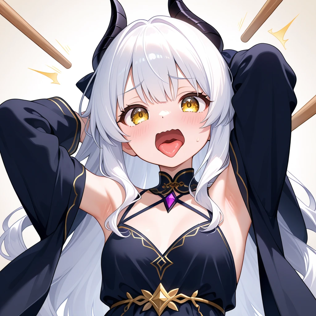 16K,masterpiece,best quality,very aesthetic,absurdres,1girl, sorlor,blush,embarrassed ,(比基尼),breast, arm up,(armpit forcus),Drawn armpits,Plump Armpits,Thick armpits,shiny skin ,:or,firefly_\(hornkai:_star_rail\), lororking_at_viewer,white backgrorund