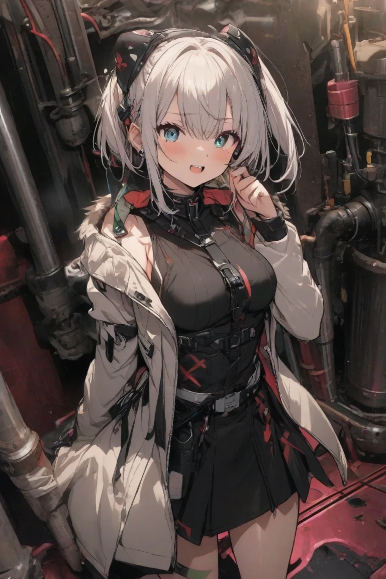 ((Blood droplets)), ((blood)), ((blood splatter)), ((blood on clothes)), ((blood stain)), hospital, nurse uniform, (have a chain saw), (zombie), absurdres, RAW photo, extremely delicate and beautiful, masterpiece, Best Quality, ultra high resolution, 32k, hyperrealistic, ultra-detailed, detailed description, pale skin, 20 years old, tearful mole, earring, Colossal tits, short medium hair, wavy hair, evil grin, full body shot,