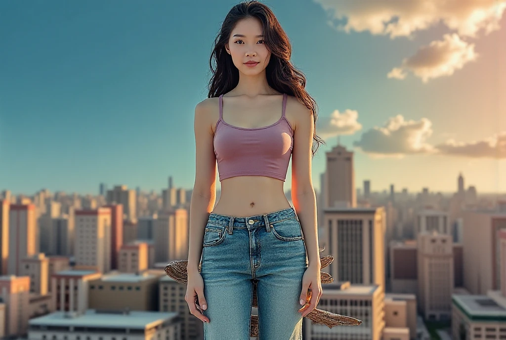 Random posture、mix4、1 persons、Larger space、Wider view、Person Small、Leaning to the right、(8K、Raw photography、beste-Qualit、​masterpiece:1.2)、(realisitic、Hphotorealistic:1.37)、1 Lady、ren、Beautie、Cityscape、Daytime、Professional lighting、Photon mapping、Radio City、Physically Based Rendering、、Gradient black hair、Random hair、Kizi、Top Quality Images、hight resolution、1080p、(Crisp face)、(Detailed face description)、(Detailed hand description)、(​masterpiece）、（Exquisite CG）、extreme light and shadows、Works of masters、abundant detail、（Fine facial features）、（Top Quality Images）、（​masterpiece）、（Detailed eye）、Look ahead with your eyes、Fine clavicle、Light yellow lingerie、hugetits、Big breasts、fullllbody、Plump、