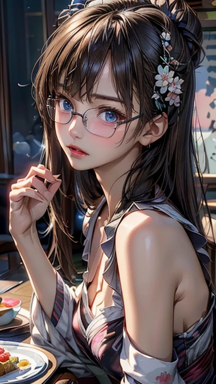 Highest quality, RAW Photos, Realistic, face, Incredibly beautiful girl, cute, length Hair,ponytail,Glasses,Written boundary depth, High resolution, 超detailed, detailed, Very detaileded, extremely detaileded eye and face, Sharp pupils, Realistic students, Sharp focus, Cinema Lighting, Japanese, Short Woman, Physical build, Short arms, length, Narrow eyes, Fleeting atmosphere, 10 years old, Brown Bob Hair, ((thin唇)), White top and bottom swimsuit, masterpiece, Highest quality, detailedな肌, detailedなface, fine grain, 8K, Excellent anatomy, Full body portrait,flat breasts, small breasts, small,( small bust: 1.2), small bust, (slim, small, flat, small), thin, Delicate and sexy collarbone, One Girl, (beautiful girl, Delicate girl:1.3), (10 years old:1.3),