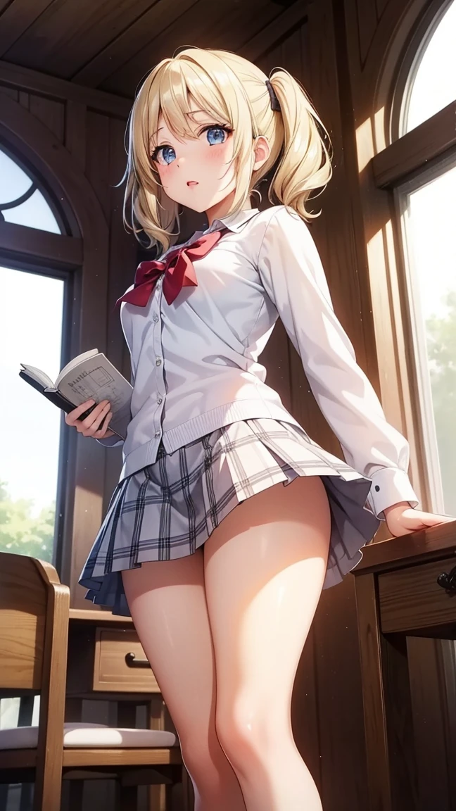 (masutepiece), Mature Schoolgirl, Sexy, posterior, Floral lace underwear, Natural light, Photorealistic, Long, diffuse glow, depth of fields, White skirt, steam, (Lift skirt), (pantiy), 17 age、