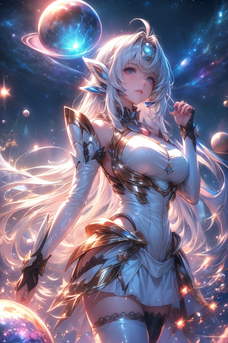 bust, Waves, 1 girl, extremely long hair, Silver slit dress,
Flowers bloom, galaxy, crystal, Spiral Nebula, birds, Like a dream,
best quality, masterpiece, Ultra-high resolution, illustration, Deep Shadow, Rim Light,
Ultra-delicate, Clear focus, (high resolution), Deformed depth of field blurred background, Detailed background, Perfect layer cutting,