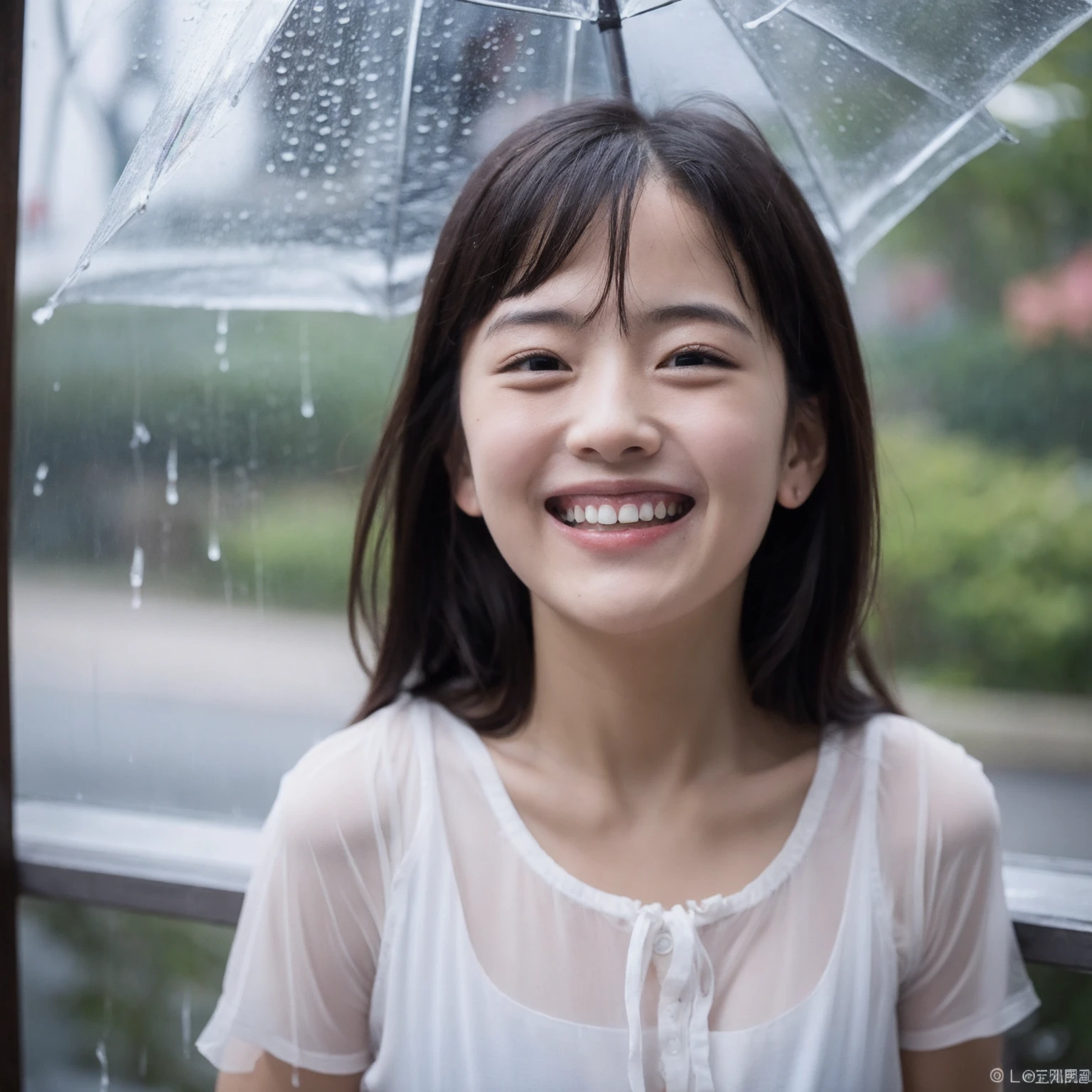 beautiful girl、big smile、(Massive bukkake)、short cut hair、black hair、look up、Armpit Pose、15 years old、Famous school uniforms、look at the front、indoor、cute