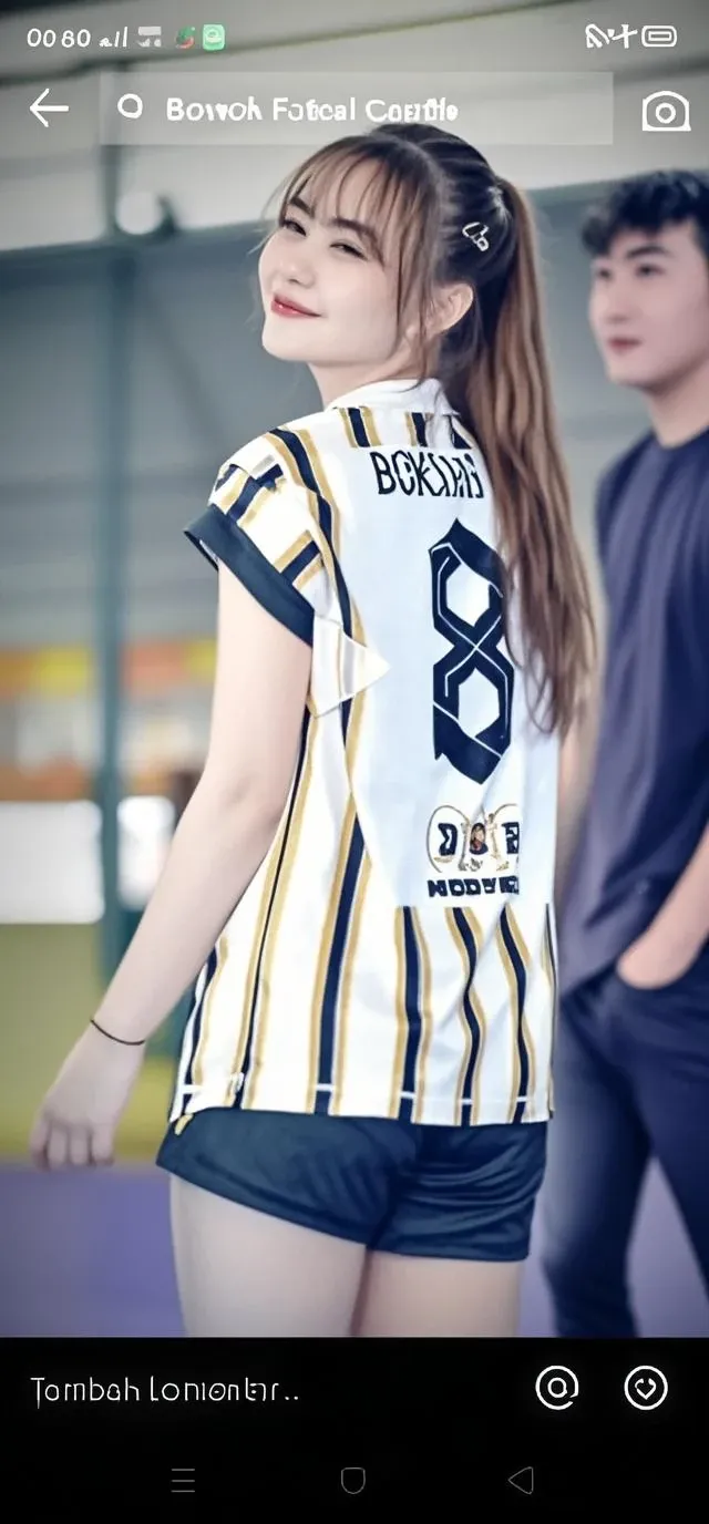 1lady solo, /(volleyball uniform/), /(dark brown hair/) bangs, blush light smile, (masterpiece best quality:1.2) delicate illustration ultra-detailed, BREAK /(volleyball court indoors/)