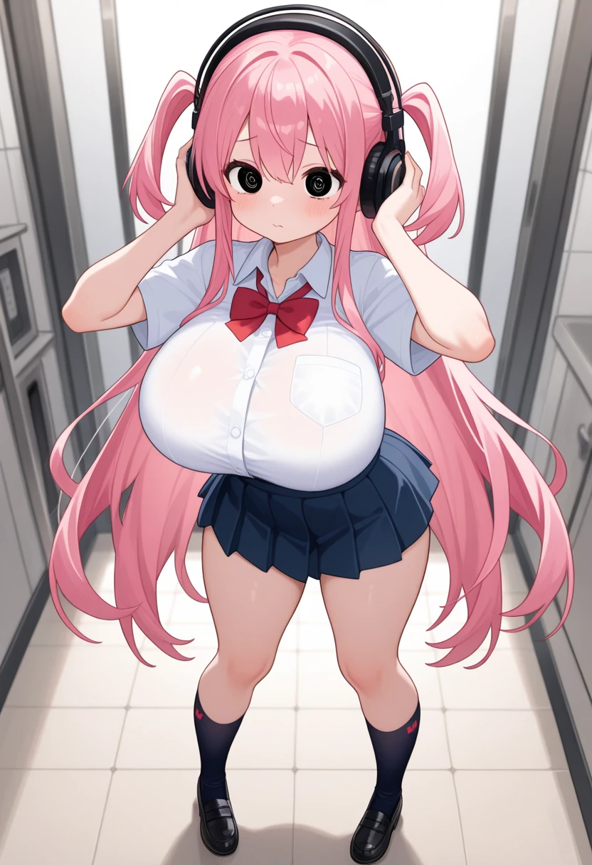 Super sonico , masterpiece, high quality photography of beautiful bombshell, good hands , big boobs , naked , masturbation , golden bracelet, leg up , ahegao , gorgeous classroom scenery , white stocking , horny , nsfw, cum in pussy , gorgeous face, bright big eyes , 8k wallpaper , 85mm , smile , diamond necklace , Anatomy High Quality , red eyes , pink hair , sex position , full nelson position , fucking