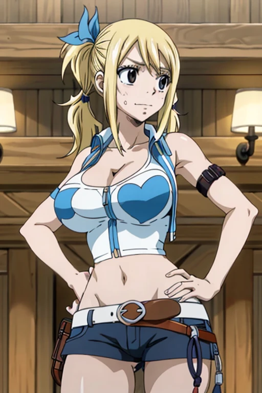 Lucy Heartfilia (fairytail), breast hold, breast exposed, highres