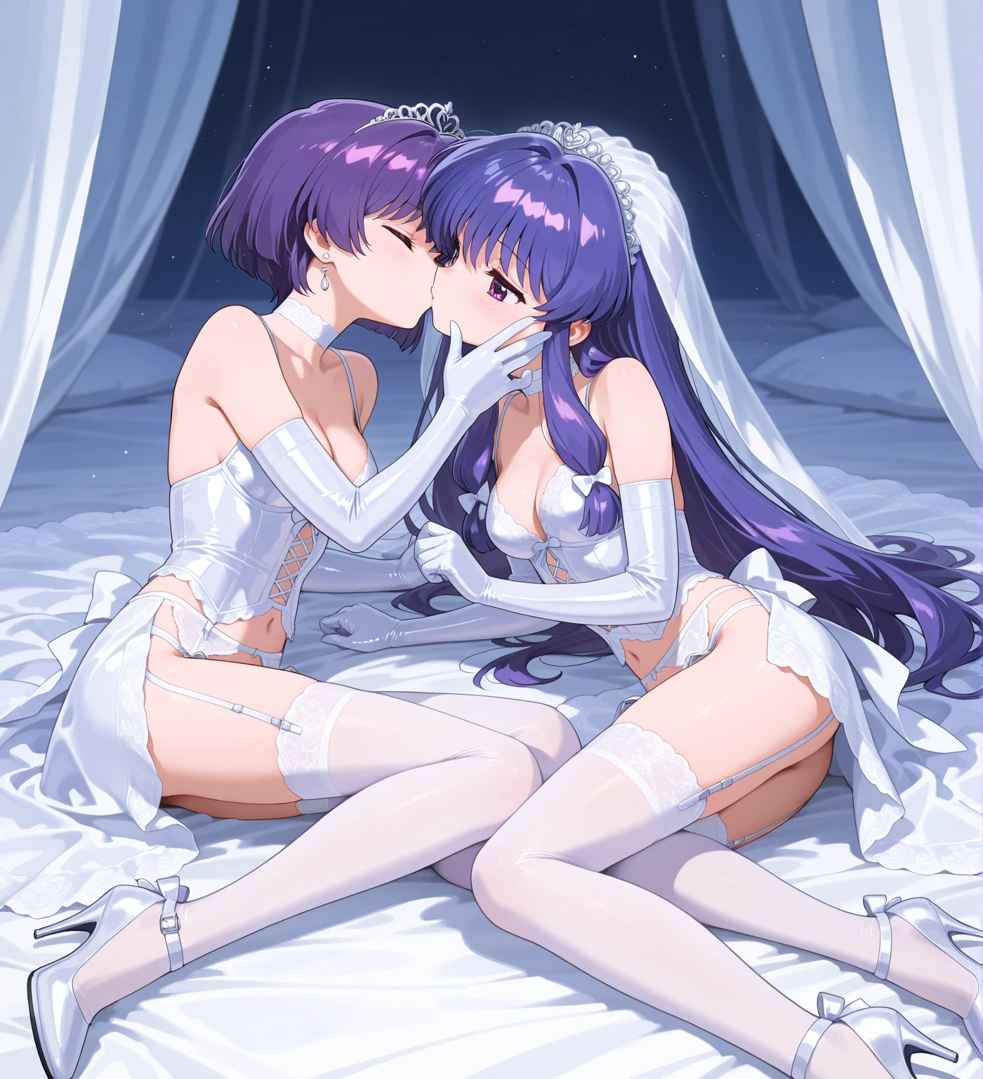 hight resolution, top-quality, ultra-quality, The ultra-detailliert, lighting like a movie、full of sweat、Wearing sweat、(((((Sexy Precure All Stars Wedding))))、、、((after sex、spread legs and show off pussy、not wearing underwear、beautiful nipples、、Pretty Cure in love))((Anatomy accurately))