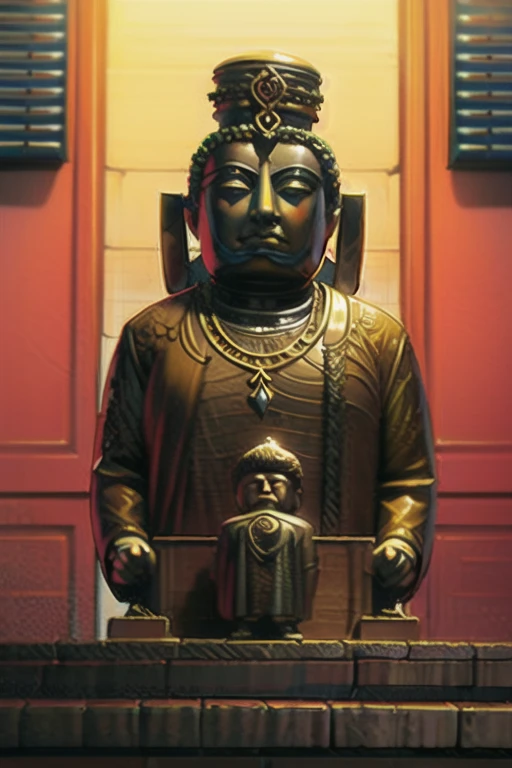 Monk Buddha Hall Seated Posture Front HD Skin Details Clear wrinkles on the face