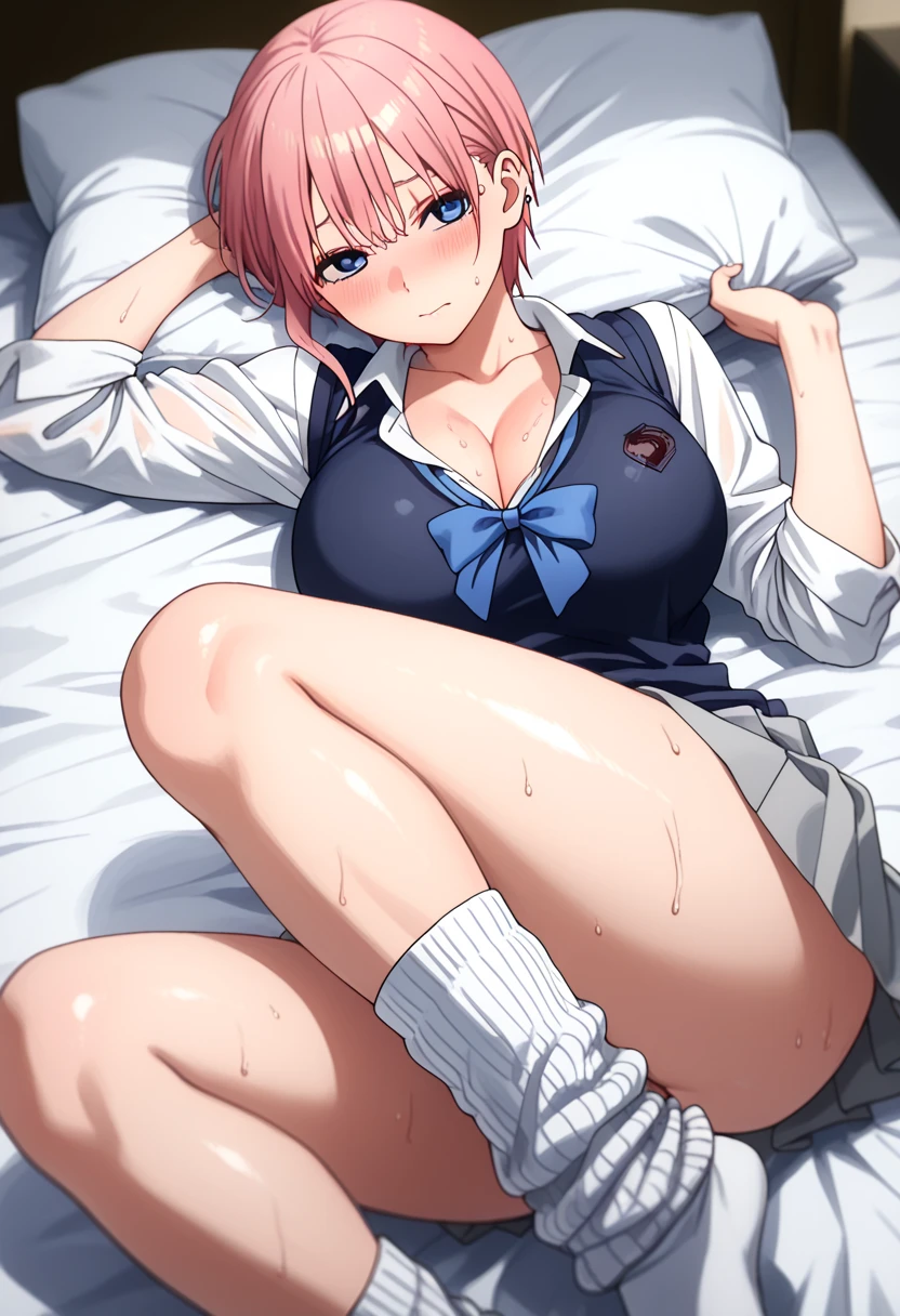 Masterpiece,masterpiece,top quality,super detailed,high resolution,high resolution,8k kin portrait,unity,8k wallpaper high definition c,unity 8k wallpaper,cute type,little:1.5,loli:1.5,,realistic,real person,. Cute,little,portrait,glossy skin,high definition,(16years:1.2),(1 girl),(bed room:1.6),cute,perfect face,seriously (blush:1.5),((cute:1.5)),(pink short hair:1.5),big breasts:1.5,((school uniform:1.2)),(((clothes lifted:1.5))),((nipples:1.2)),showing vagina,(spread legs:1.5),,((sex:1.8)),((1boy:1.8)),((vaginal penis:1.2)),(lying:1.8),(embarrassed,blush:1.2),((intercourse with a man)),boy on top:1.5,(POV hands,grab legs:1.5),legs up,(team:0.8),(wet:0.8),(sweat:0.8),(trembling:1.3),(parted lips:1.3),(crying face open eyes:1.4),(feeling weak:1.2)