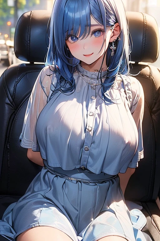 （Enrich the picture，Masterpiece level quality）Beautiful 8K CG artwork，Goddess-like posture，Sitting in the cabin of an airplane，Postural exercises，Slim and soft，Translucent skin，blue hairs、The beauty of extra-long hair, Super Long Straight Hair，The skin is fair and juicy，Underwear miniskirt uniform，Perspective Part 1.2x enhanced silhouette effect，Exquisite transparent blues pattern in pajamas，The details are intricate and exquisite，The background is slightly blurred，Charming and lustful leg seduction，Drool，K cup big breasts，Blush，Japan goddess，Perfect body slim curves，Cabin scene，Lace panties can be seen，Spread your legs，