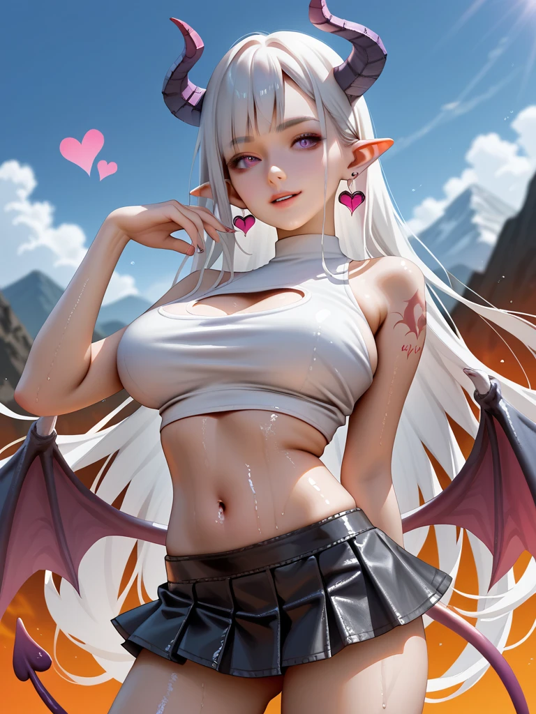 White hair, pointed ears, red eyes, little girl, Lolita, big breasts, butterfly wings, three-point bra, underwear
