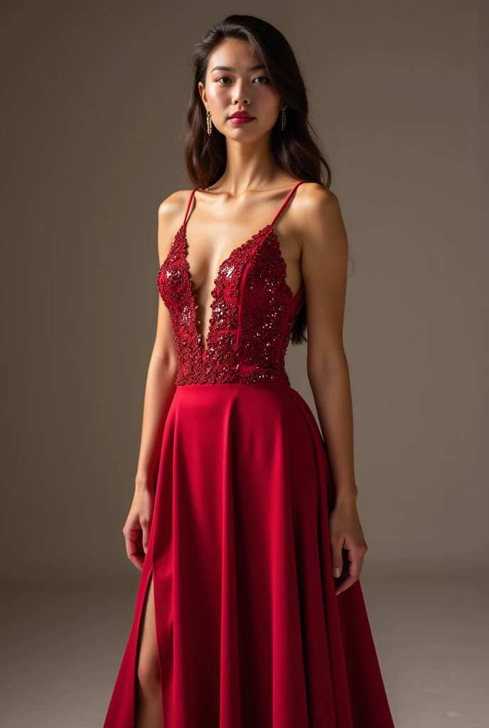 Woman in sexy evening dress