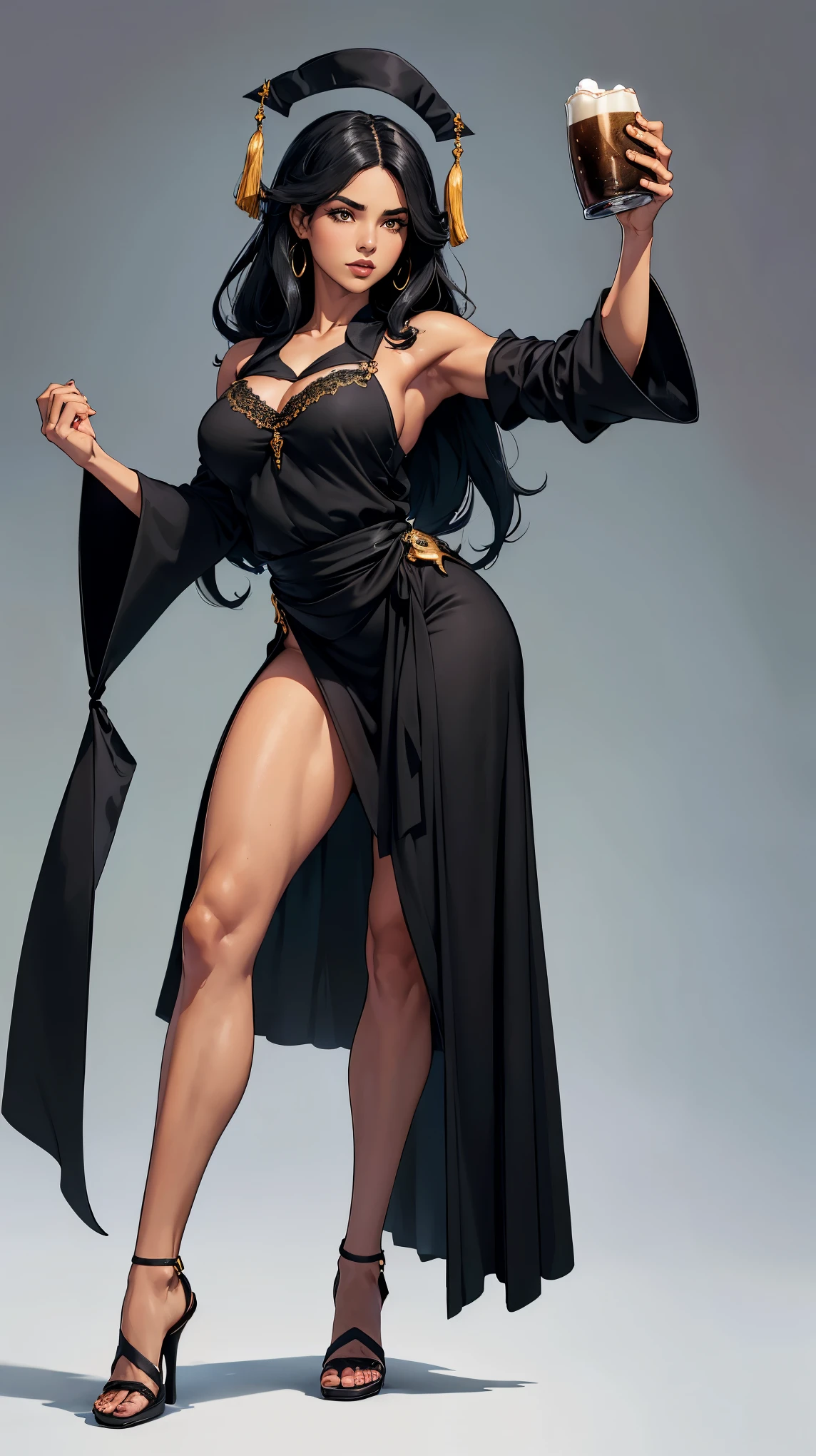 (masterpiece, Best quality, A high resolution, ultra detailed), (beautiful and aesthetically pleasing:1.2), detailed eyes and face, whole body, 1 woman, adult, (black long wavy hair), (green eyes), female body, female focus, Beautiful body, Perfect body, full body, 
National dress of Spain,Flamenco Dress,A form-fitting dress with ruffles, typically worn with a shawl and a flower in the hair for flamenco dancing.