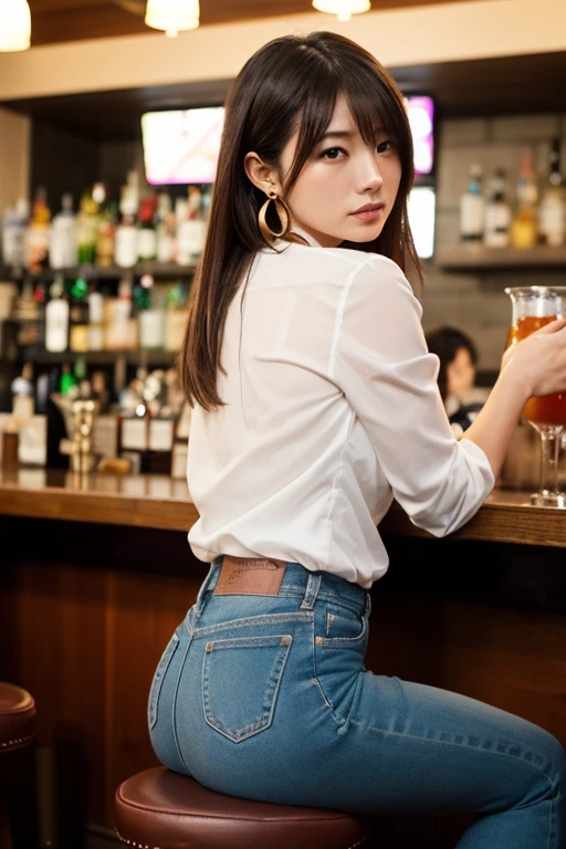 a very pretty girl,Young Face, huge smile, 10 yo,Brown hair, denim skirt,extended downblouse,
a bar counter,Holding a beer mug,Holding beer with both hands,
独奏,1girl in,nsfw
BREAK
(masutepiece, Best Quality,Ultra-detailed)