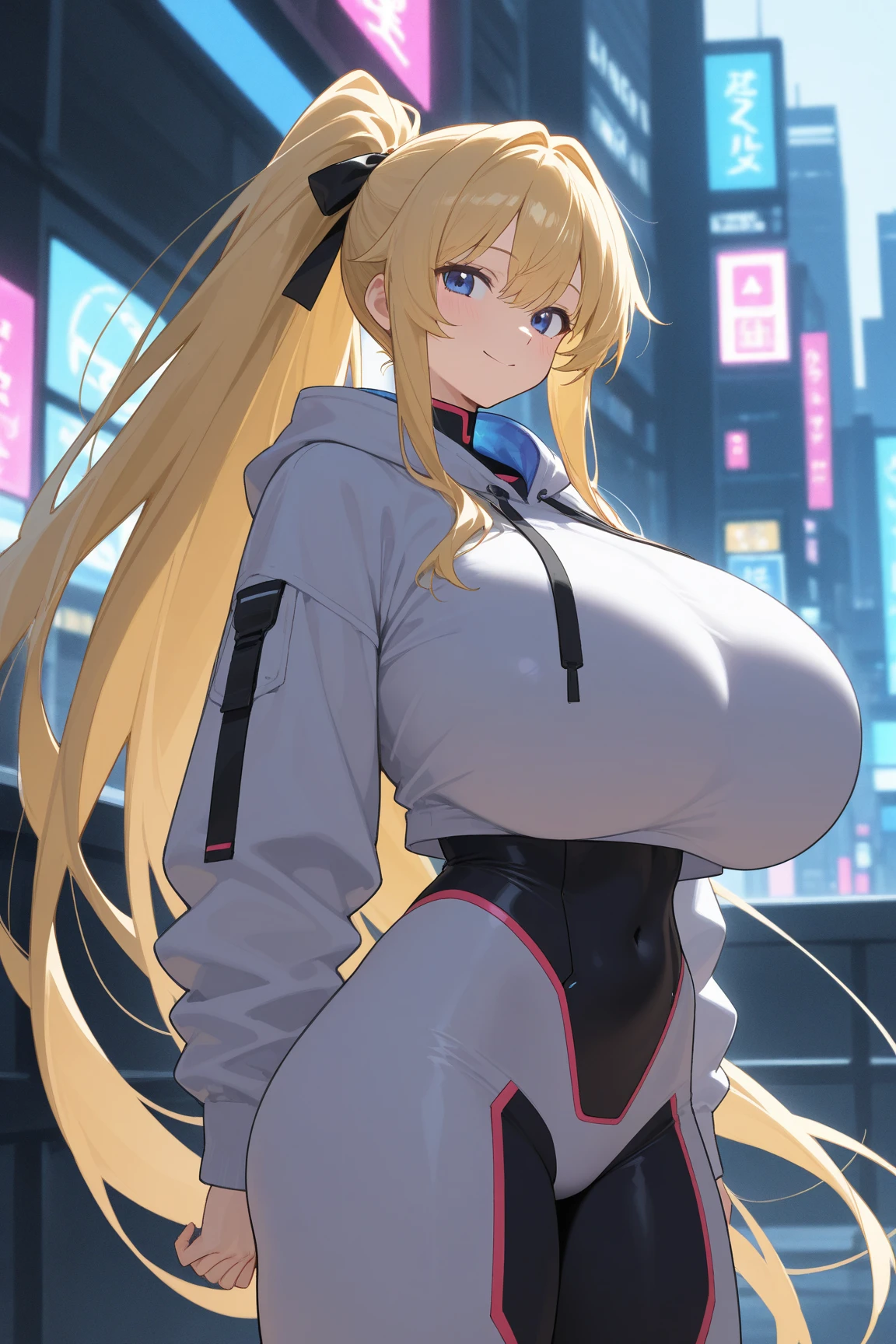Large boobs, paizuri inside tight clothes