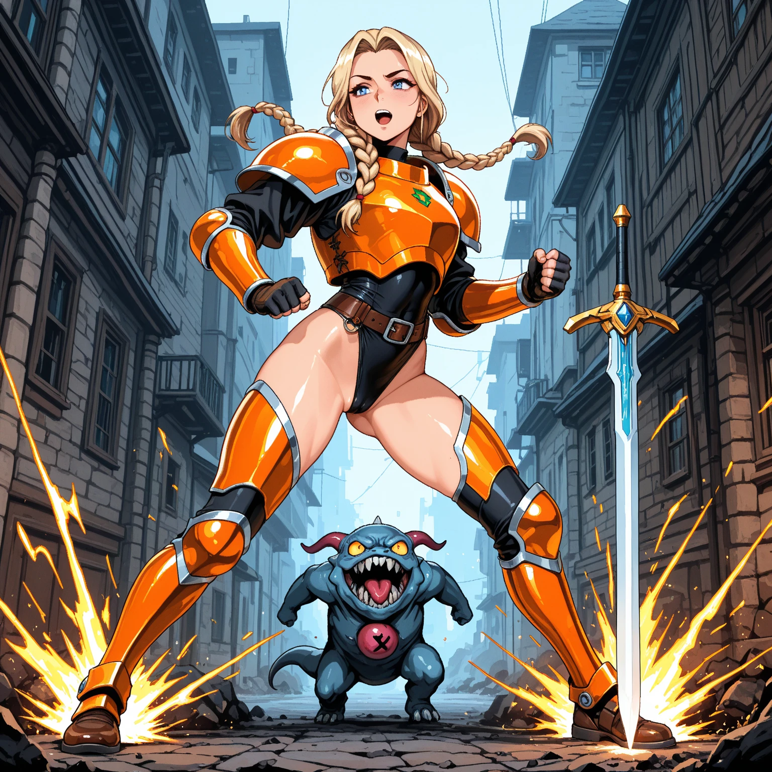 Dorohedoro Style, Ochaco Uraraka from My Hero Academia, cute and sexy, thick ass and legs, Uraraka superhero costume
