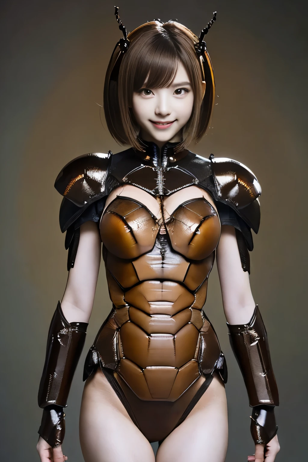 (high resolution,masterpiece,best quality,extremely detailed CG, anime, official art:1.4), realistic, photo, amazing fine details, all intricate, gloss and shiny,awesome many layers, 8k wall paper, 3d, sketch, kawaii, illustration,( solo:1.4), perfect female proportion,villainess, (fusion of dark brown cockroach and lady:1.4), (brown cockroach form lady:1.2), (brown cockroach lady:1.2), (fusion:1.2), (solo:1.4), (evil smile:1.2), muscular, abs, (cockroach brown exoskeleton bio insect suit:1.4), (cockroach brown exoskeleton bio insect armor:1.2), (brown transparency cockroach wing:1.4), (brown cockroach antennae:1.3),