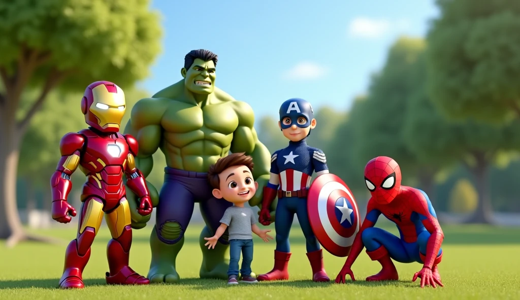 Iron man, captain American, thor and the Hulk as kids