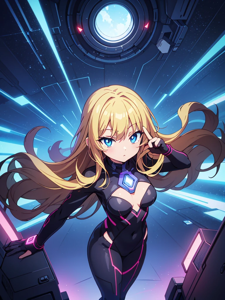 最high quality、best image quality、masterpiece、Android Girl((Robot body、20-year-old、 By becoming、vest bust、medium bust,wide open breast tea、black eye, blonde hair、long hair、thin,highest valley、glowing battle uniform、elationのある動き、超high speed、Feeling of sprinting、glowing head visor、has a laser blade)),high quality、beautiful art、background((In the airport、high speed、Red laser))、debris flies、Depth of written boundary、movie、visual art、perfect art、8K,genuine、elation、Dynamic expression(1:2)、elation