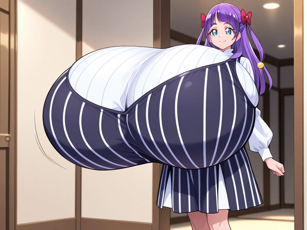 Hair Bow, black hair,Big Baby Bump pregnant, Purple school uniform, Big boobs, nipple, cum, Big Black Balloons,16 years girl, Big pregnant Belly, Big Pregnant girl, Largest Belly of Pregnant, Huge Pregnancy, background hotel room,Huge 9 months Pregnancy Belly, purple eyes