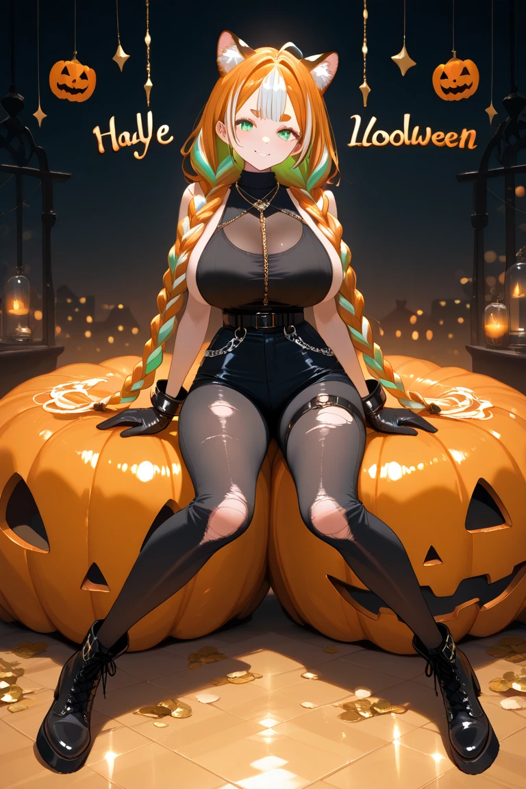 Bowsette big tit busty ((mejor calidad, 8K, obra maestra: 1.3)), cuerpo completo, Halloween costume