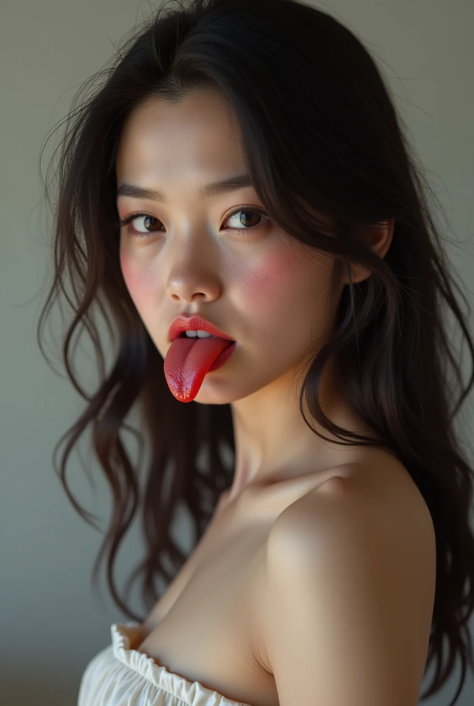An Asian girl sucking a dick