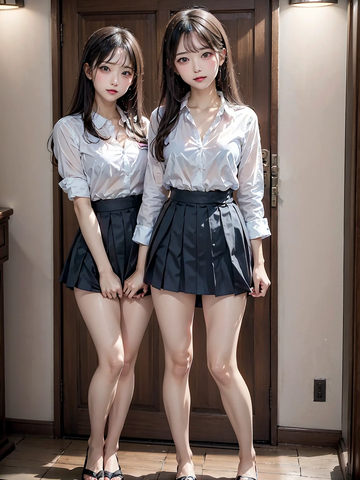 アニメcuteSexy完璧なスリムな官能的なボディ大きな胸と巨大な太もも, Exquisite and highly detailed illustrations of anime (Young girl). In 8K,Highest quality,Actual image,Details Complexity,超high resolution,field of depth,Masseter muscle area,Soft natural light,Professional Lighting,One Girl,(cute:1.2),Very beautiful 17 year old girl,Detailed eyes,((Brown eyes)),(Chestnut Hair),(short hair),(Bans),Perfect Skin,Glowing Skin,fair and white skin,Thin Skin,Big ample breasts,((Perfect Anatomy,Beautiful Hands,Perfect hands,Five fingers connected to the palm,Precise hand movements without discomfort)),Perfect bare legs,Delicate legs,Perfect balance,Sexy,I can see your chest,((Japan Uniform)),((Uniform Mini Skirt)),(tie),Black Stockings,Chano Leather Shoes,Diving deep into the city,I can see your crotch,Show me your panties in the street,Both legs are bent,legs open in an M-shape,,I can see your pants,Slender thighs when viewed from the front
