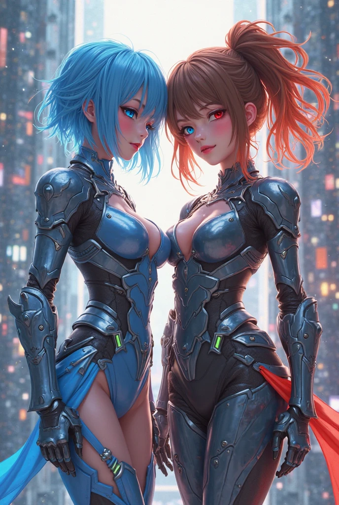Need,blue hair,Colored eyes,tightsuit,full bodyesbian,Fair skin,huge tit