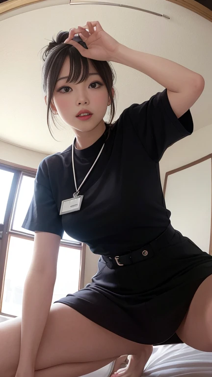 porn, Shiny black shorts, Pornstar, Pussy in full view, Masturbation, Dildo in pussy, 20 year old Japanese woman