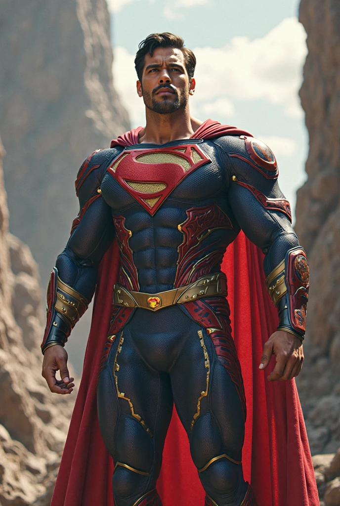 (Very detailed 8K wallpaper.), Middle shot of a young male model, blue eyes, brown hair, strong jaw, fit the body, which tall, full body, Prince Aesthetics, gothic architecture, shirtless, soft light,Spider-Man costume,The target is very big.