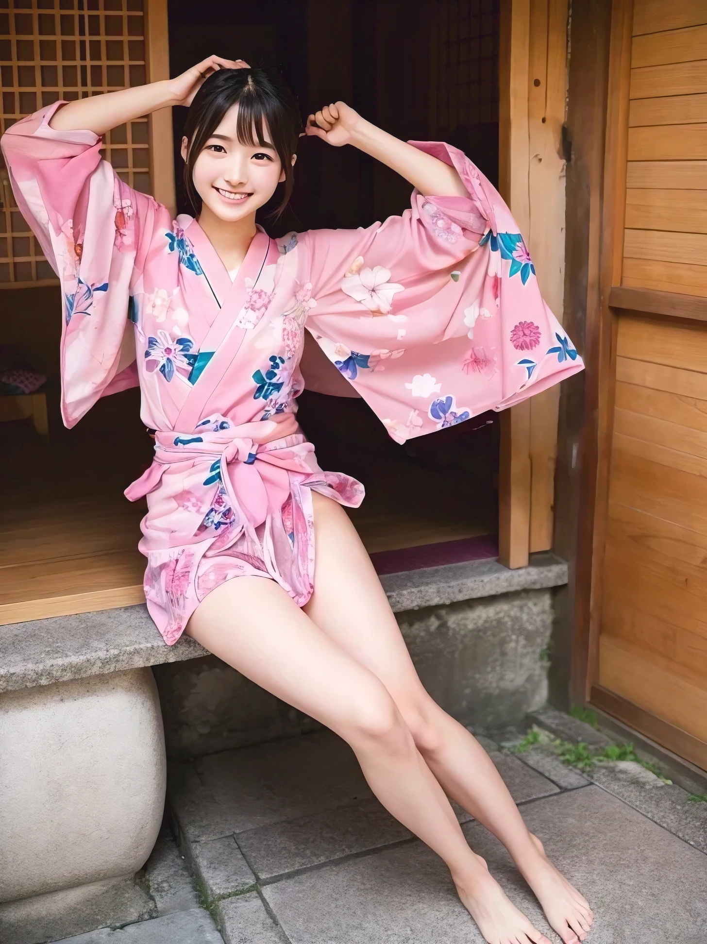 Pure Japanese yukata girl, panty, sunlight,
