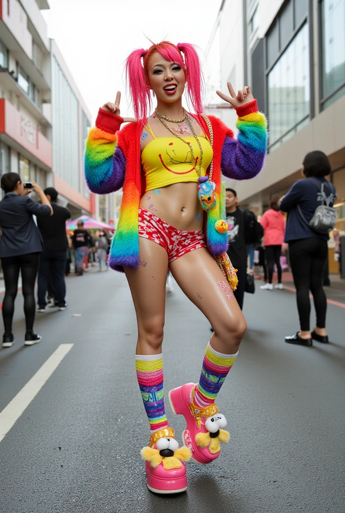 アニメ, cute, appealing, muscular female, skin tanned, abdomen, sharped teeth, long messy hair, fur collar jacket, ripped leggings, lonely girl, sit-ups, top cut, sweaty, cores Panass, アニメ, Panas, open jacket, flannel waist, graffiti background, paint splashes on clothes, Urban context, tomboy, vibrant pink paint splatters, Muscular Mom, blue colored eyes, visible abdomen, aerosol can, Artist: Naturalton, Artist: kairunoburogu, Artist: req, futurist, New Age, highy detailed, digitalpainting, conceptual artwork, work of art, art station, brown skin, Introducing Feet, soles, smug expression, Stirrup socks, footjob, NSFW, big penis, cumsPanas, Dehya (impacto genshin), cum on feet, arms up, Underarms, pretentious smile, cum in pussy, Bukkake