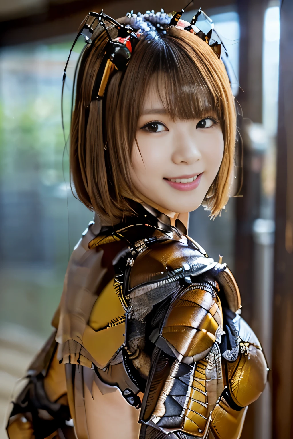 (High resolution,masutepiece,Best Quality,extremely details CG, Anime, Official art:1.4), Realistic, Photo, amazing fine details, all intricate, gloss and shiny,awesome many layers, 8k Wall ,.。.3D, sketch, kawaii, Illustration,( Solo:1.4), perfect female proportion,The story of a dark brown cockroach and an evil woman..:1.4), (Brown cockroach forms ready:1.2), (Brown cockroach woman:1.2), (Fusion:1.2), (Solo:1.4), (Evil smile:1.2), muscular, Abs, (Cockroach Brown Exoskeleton Bioinsect Suit:1.4), (Brown exoskeleton insect armor from cockroaches:1.2), (Brown transparent cockroach wings:1.4), (Brown cockroach antenna:1.3),