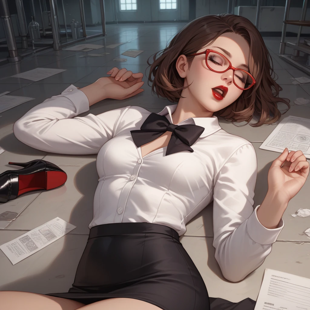 score_9, score_8_up, score_7_up, score_6_up, score_5_up, score_4_up,
aamia, grey plaid jacket, suit jacket, skirt suit, black necktie, dress shirt with white collar, belt, waistcoat, three-piece suit, leather pencil skirt, open jacket,human male pov, pleasure, moaning, bedroom eyes, orgasm, biting lip, smirk, vaginal sex, male pov, lying on back on desk, spread legs, office, saliva, tears, drool, glasses, cum on face, wet clothing, male hand holding female face, thumb in mouth, thumb sucking, shiny clothing, tie clip, projectile cum, excessive cum, cum in mouth, cum on hair, cum on body, cum on clothes, cumdrip, cum string, cum pool, wet face, suit jacket buttons, waistcoat buttons, double-breasted waistcoat, glossy face, long necktie