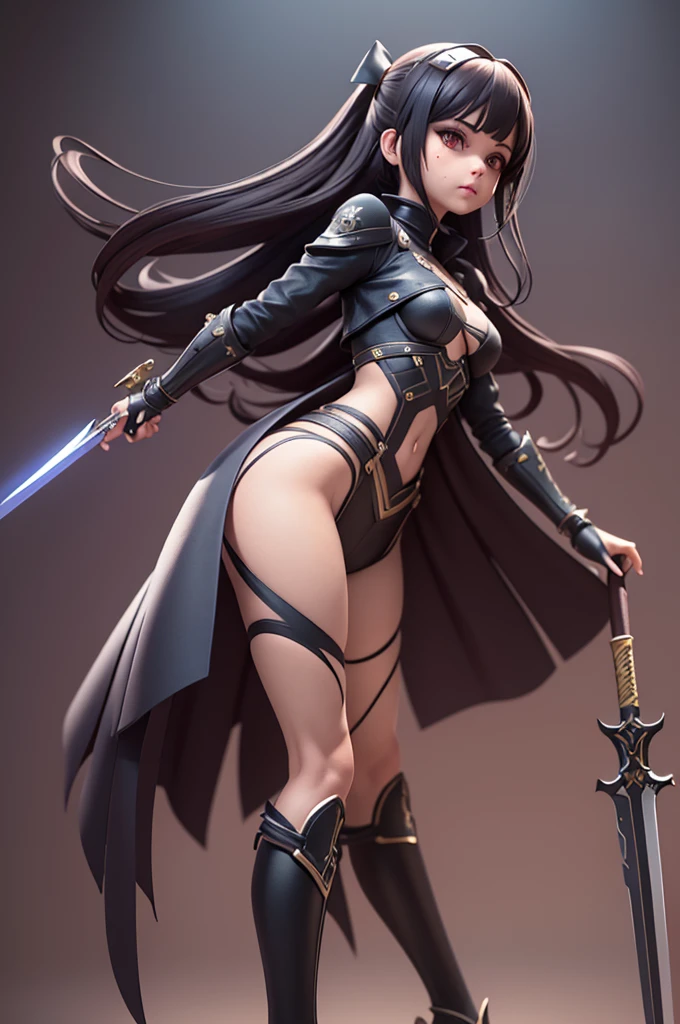 woman, ((long hair)), blackblue hair, ((beautiful)), ((straight hair:1.4)), hair split in middle, adorned in medieval armor, twerking, metal muscles, emanating a medieval elegance and marvel, armor pump boot, ((breastplate)), (flat chest), chrome silver tiara, (thick muscular thighs), small armband, (shoulder armor), gauntlets, ((armored thong:1.5)), sword, shield, exposed midriff, (puffy lips:1.3), detailed eyes, ((slendered abs )),((sweaty), wide hips, (puffy lips:1.5), slender abs,rim lighting, side light, cinematic light, ultra high definition, 8k, film grain,best shadow, light particles, detailed skin texture, detailed gem armor texture, detailed face, intricate details, super detailed, bright, spiked heel boots