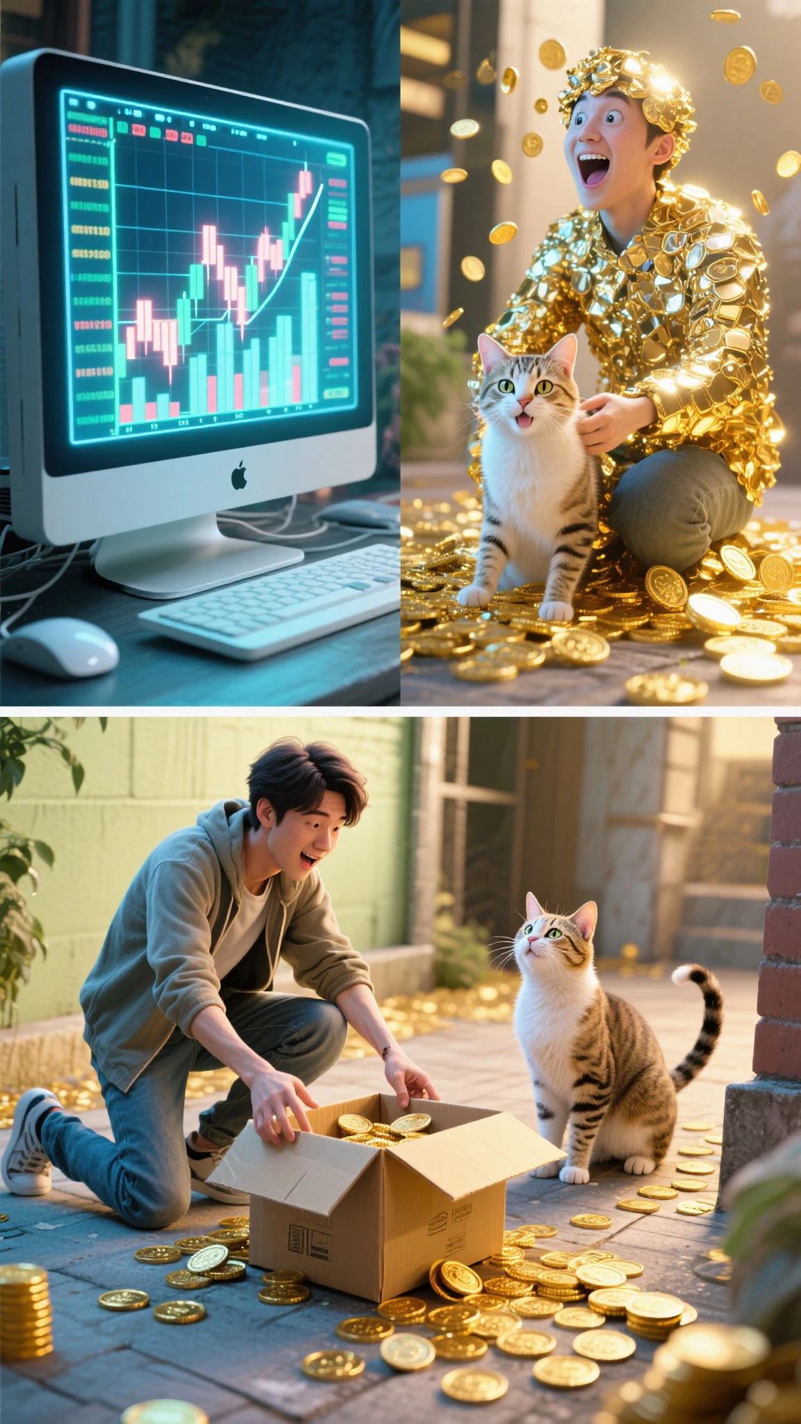 Trading Cat (The cat returns the favor ,The cat that helped operates a computer to ...