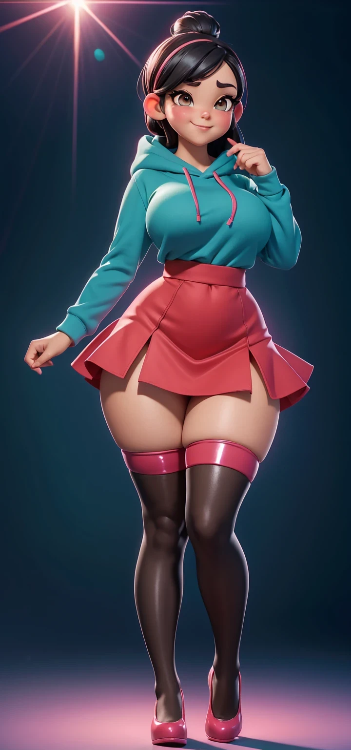 high detailed, masterpiece <lora:p3r3zstyle_v3:0.8> full body image of 1girl cartoon character, posing sexy, subtle smile, pouting, full lips, red hair, ponytail, brown eyes, perfect hands, big breast, wide hips, thick thighs, black tshirt, crop top, red skirt, black high heel boots, simple scene, white background, white wall, shinny floor, white floor,