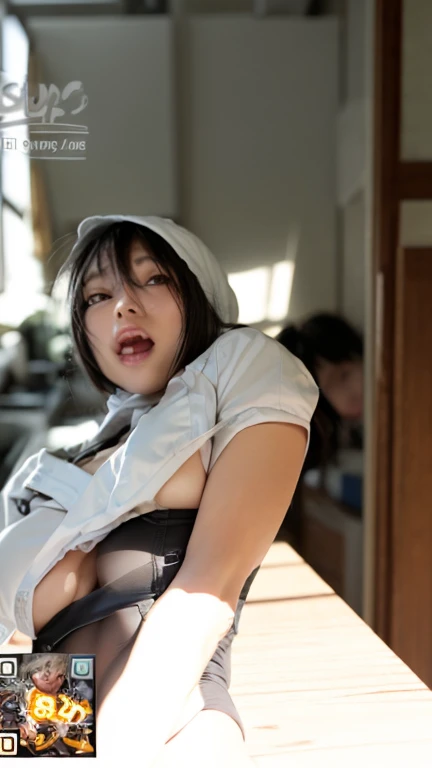 girl in a green and white outfit bending over, the girl is crouching, seductive girl, beautiful girl squatting, ecchi style, beautiful alluring teen, ecchi, female action girl, maid ss military, noire moody scene, beautiful alluring woman, flirty witch casting magic