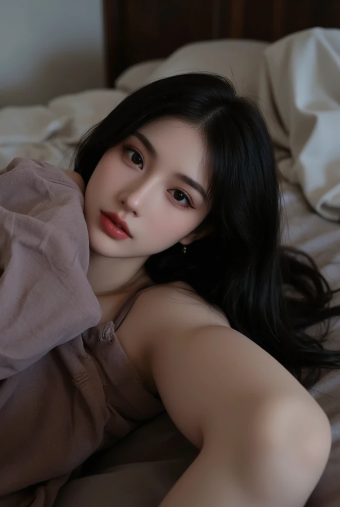 there a woman sitting on a bed with a pillow, pale and light skin!!, pale skin persian girl, with pale skin, pale porcelain white skin, soft pale white skin, pale ivory skin, sexy look at the camera, pale gothic beauty, pale and beautiful skin, pale ivory skin, pale, snow-white skin, posando en un dormitorio, bella delfina