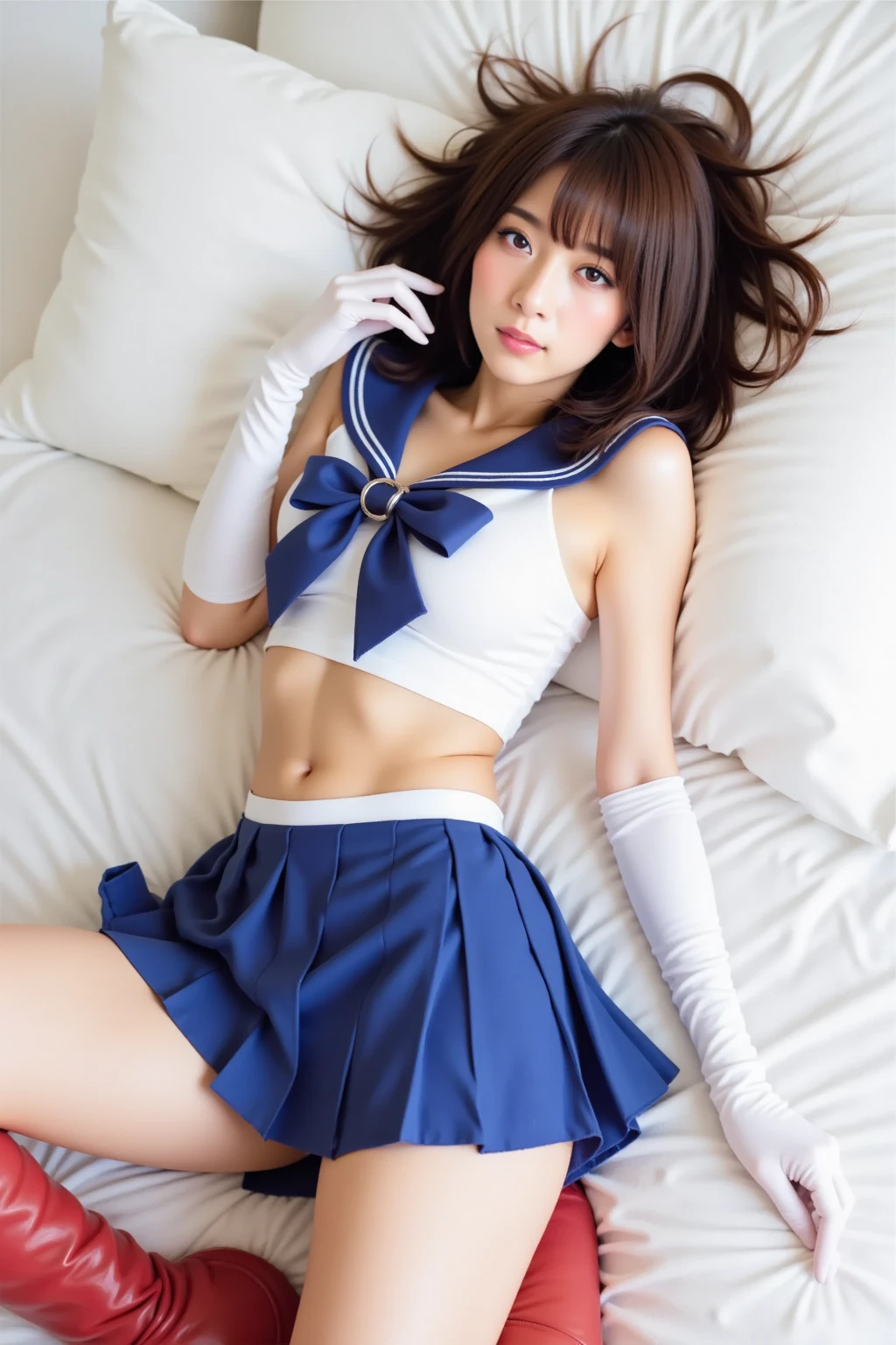 nsfw, rape scene, nfl cheerleader, lying, panty, mini skirt, cleavage, japanese, beauty, in her room
